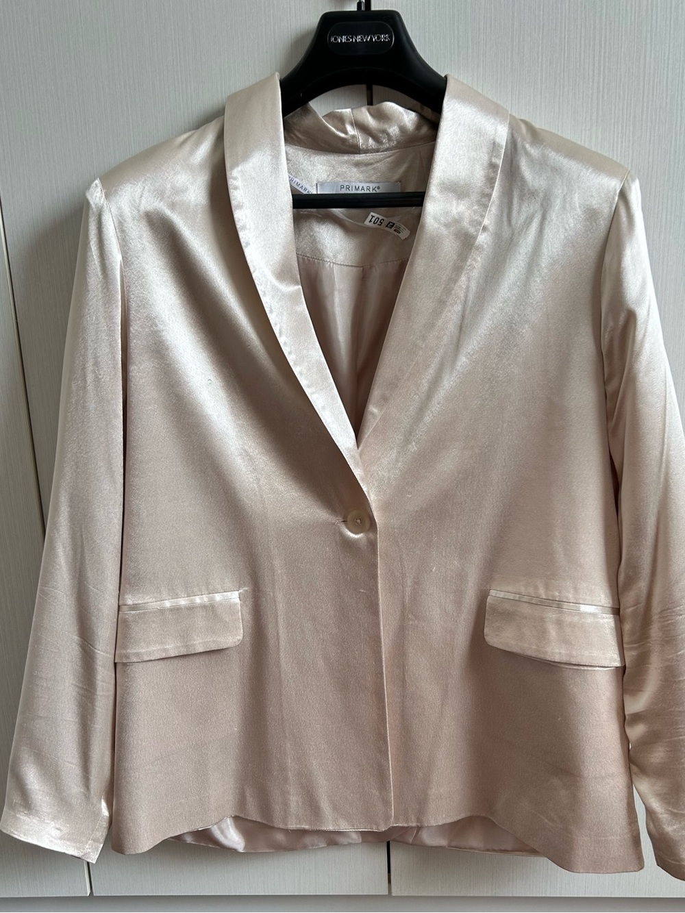 Primark Women's Pale Pink beige Satin Single-Button Blazer